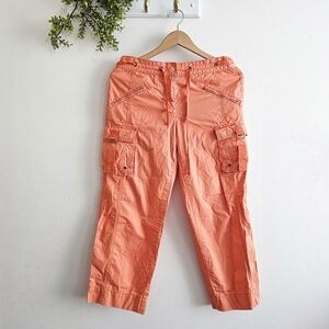 J.Crew Favorite Fit Cargo Pants Womens 4 Coral Drawstring 100% Cotton Utility